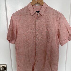 NWT George Men's Small Classic Fit Short Sleeve Button Down Orange Striped Shirt